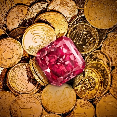 A pink diamond on euro coins