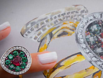 Extraordinary Ruby Emerald & Diamond Ring (4.