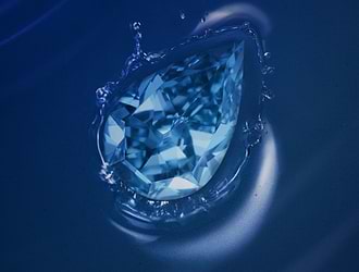 Natural blue diamonds in water