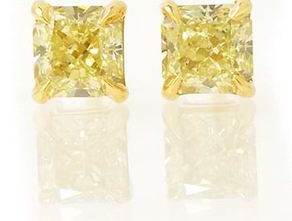Yellow Diamond Stud Earrings