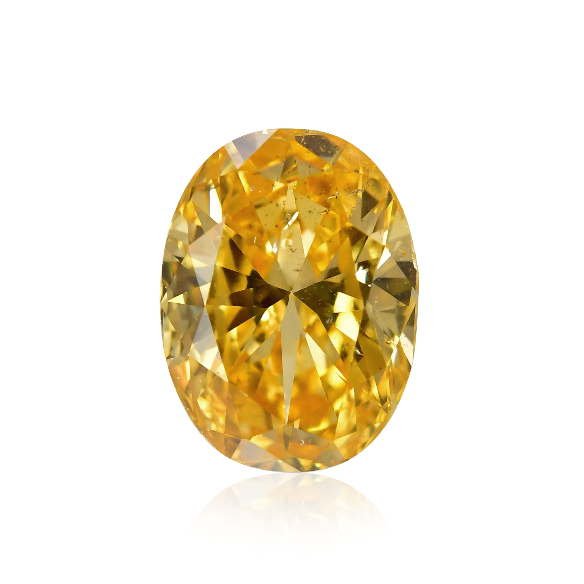 0.48 carat, Fancy Intense Orange Yellow Diamond, Oval Shape, SI2 ...