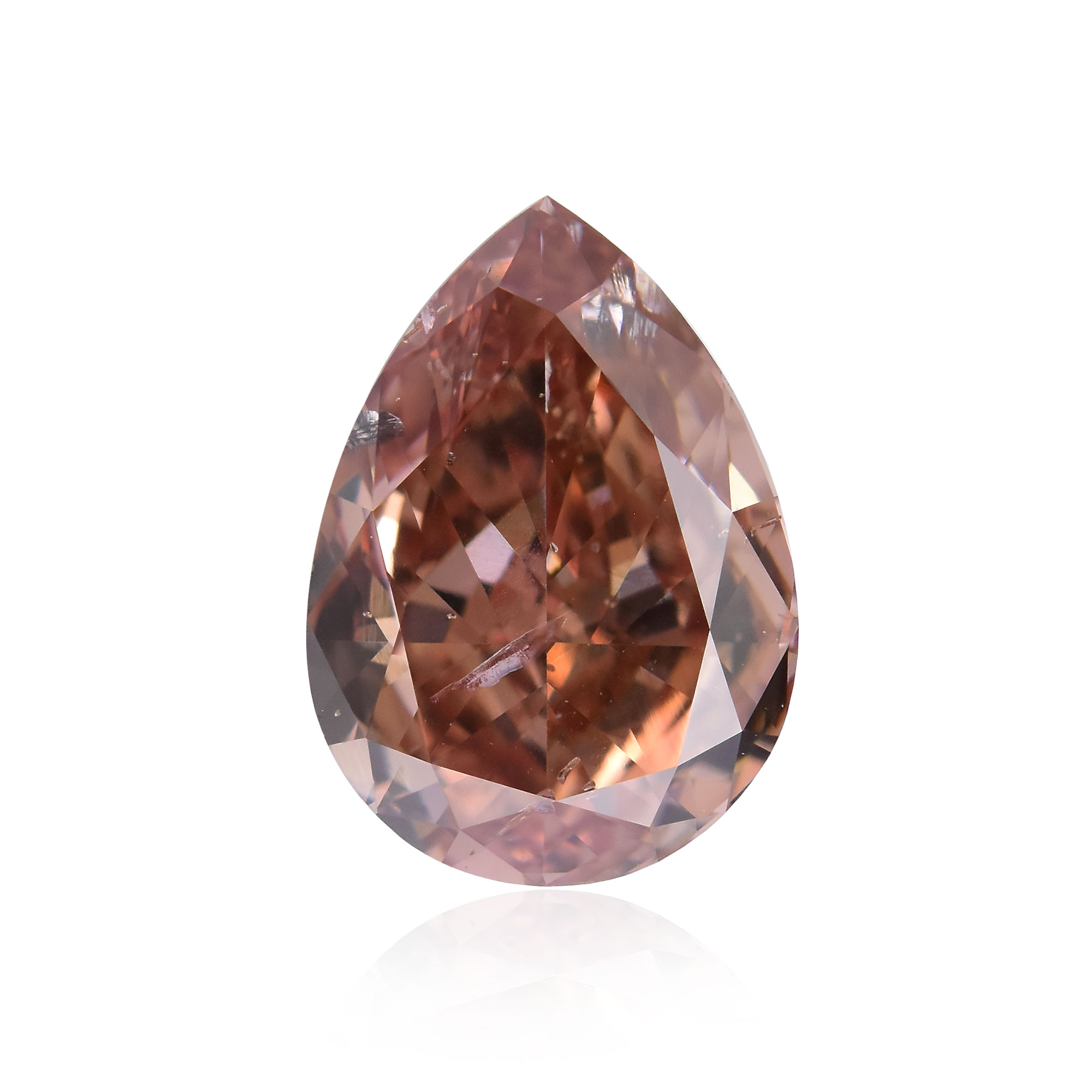 1.02 carat, Fancy Deep Orangy Pink Diamond, Pear Shape, (I1