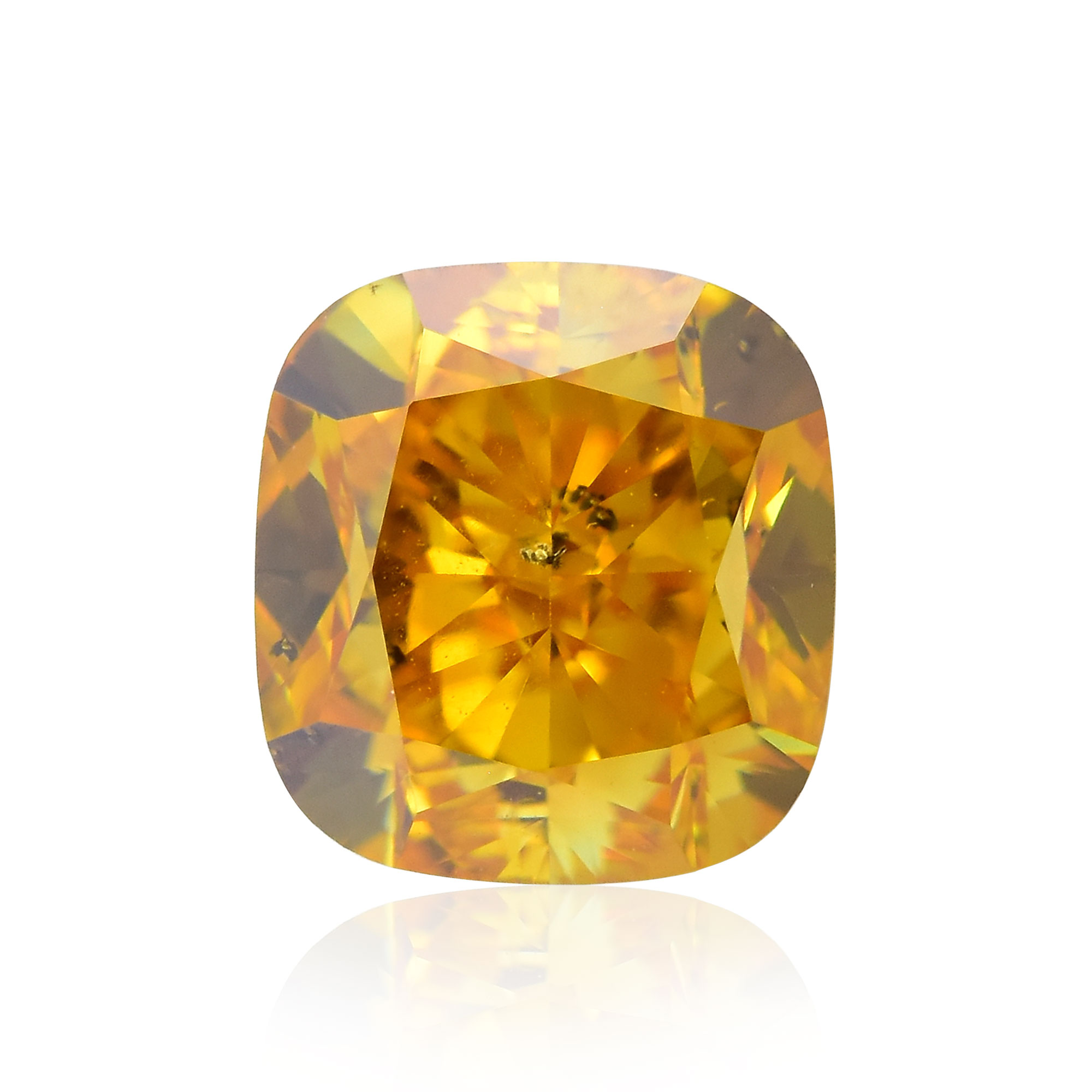 1.14 carat, Fancy Vivid Yellow Orange Diamond, Cushion Shape, SI2 Clarity,  GIA, SKU 370791