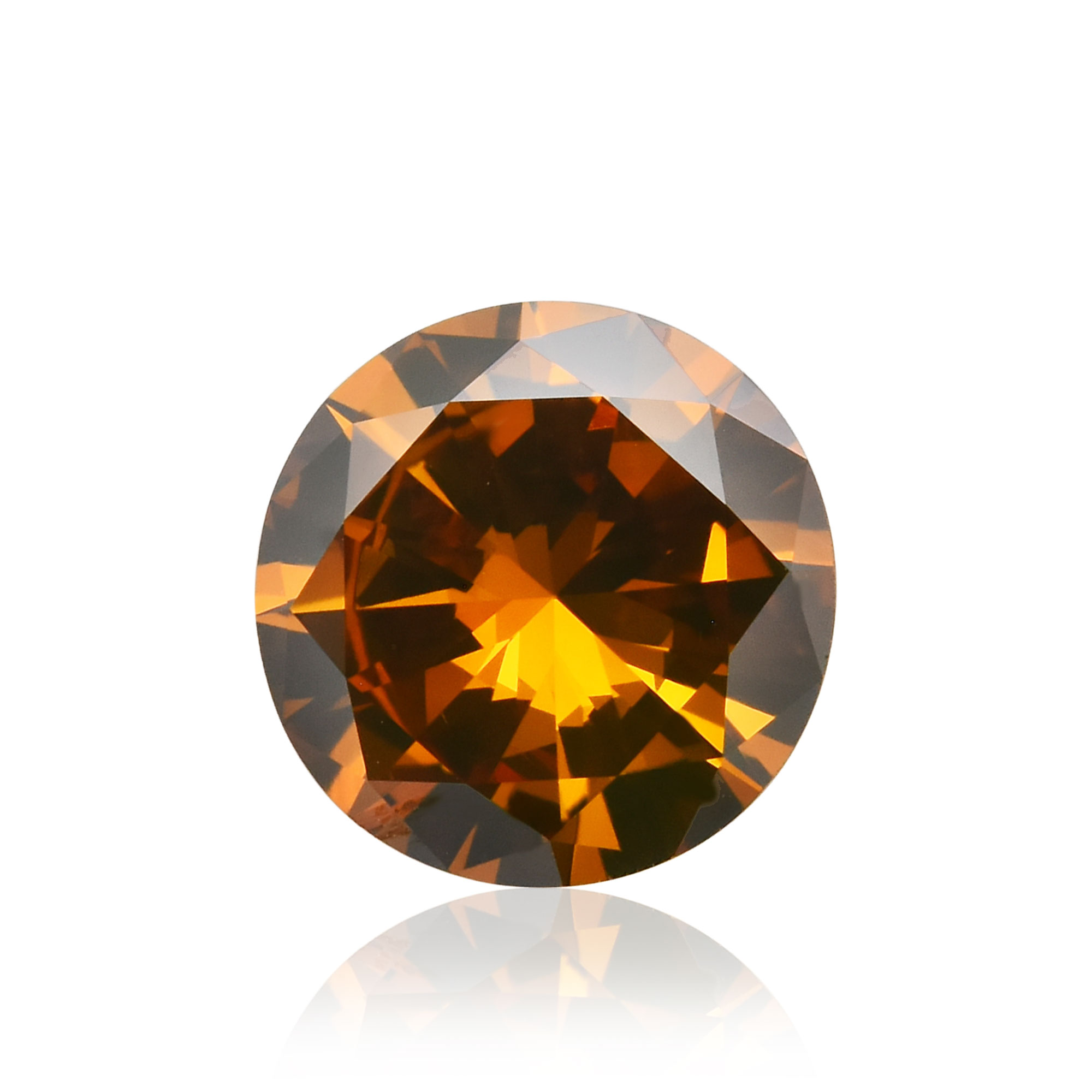 0.92 carat, Fancy Deep Orange Brown Diamond, Round Shape, (SI1