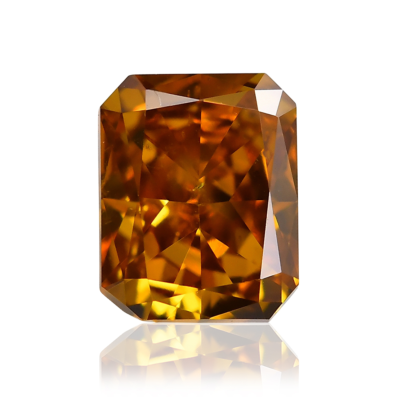 0.47 carat, Fancy Deep Brownish Yellowish Orange Diamond, Radiant Shape,  SI2 Clarity, GIA, SKU 405198