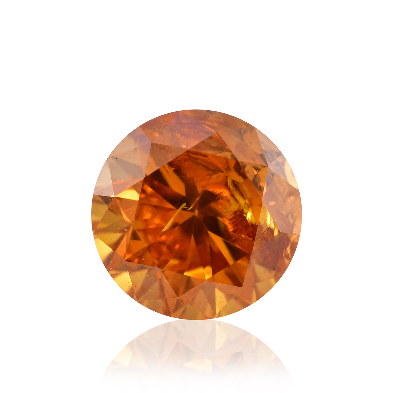 0.40 carat, Fancy Deep Yellowish Orange Diamond, Round Shape, (I1) Clarity,  GIA, SKU 407812