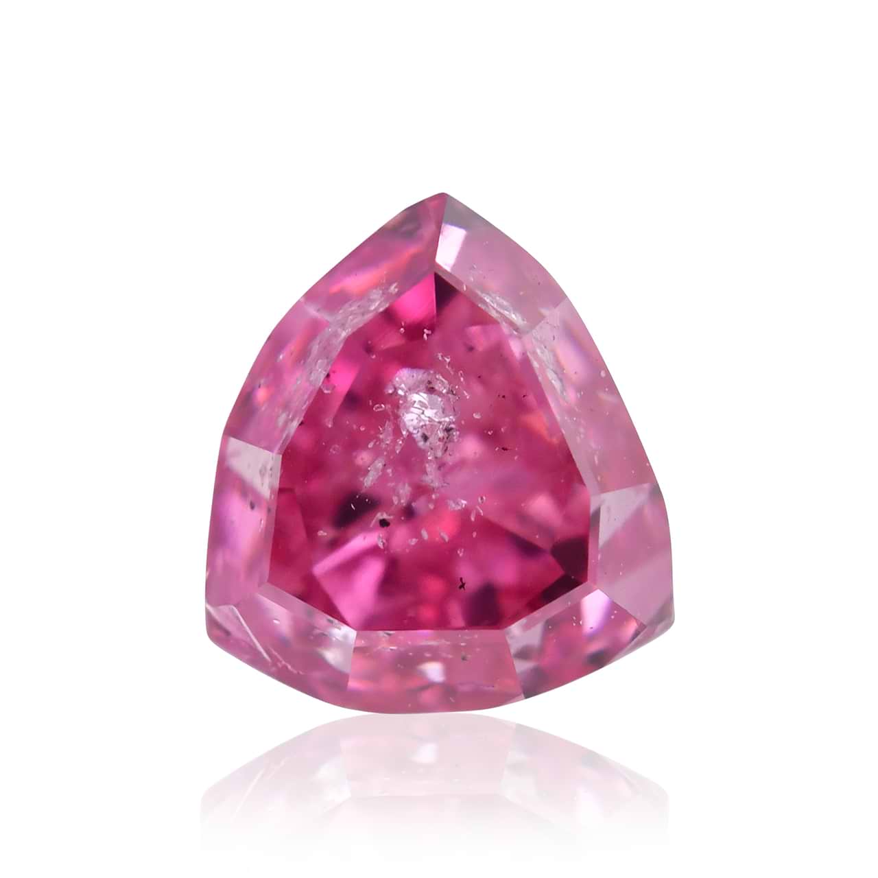 0.76 carat, Fancy Vivid Purplish Pink Diamond, Triangle Shape, (I1)  Clarity, GIA, SKU 409043