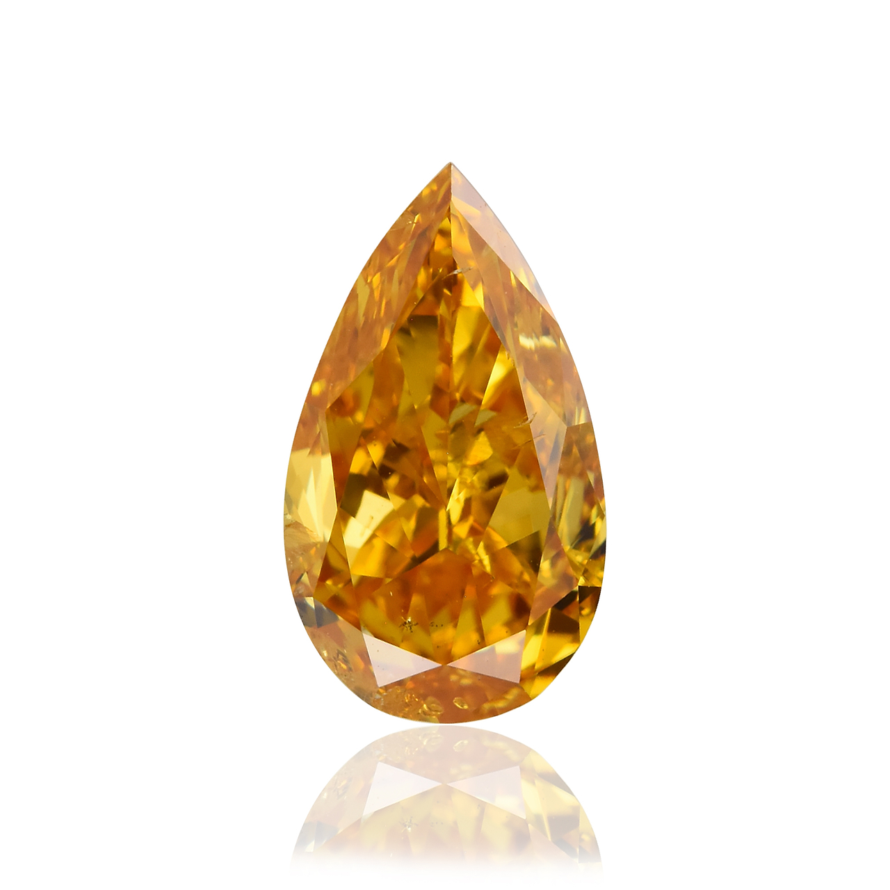 1.06 carat, Fancy Intense Yellow Orange Diamond, Pear Shape, (SI2) Clarity,  GIA, SKU 417849