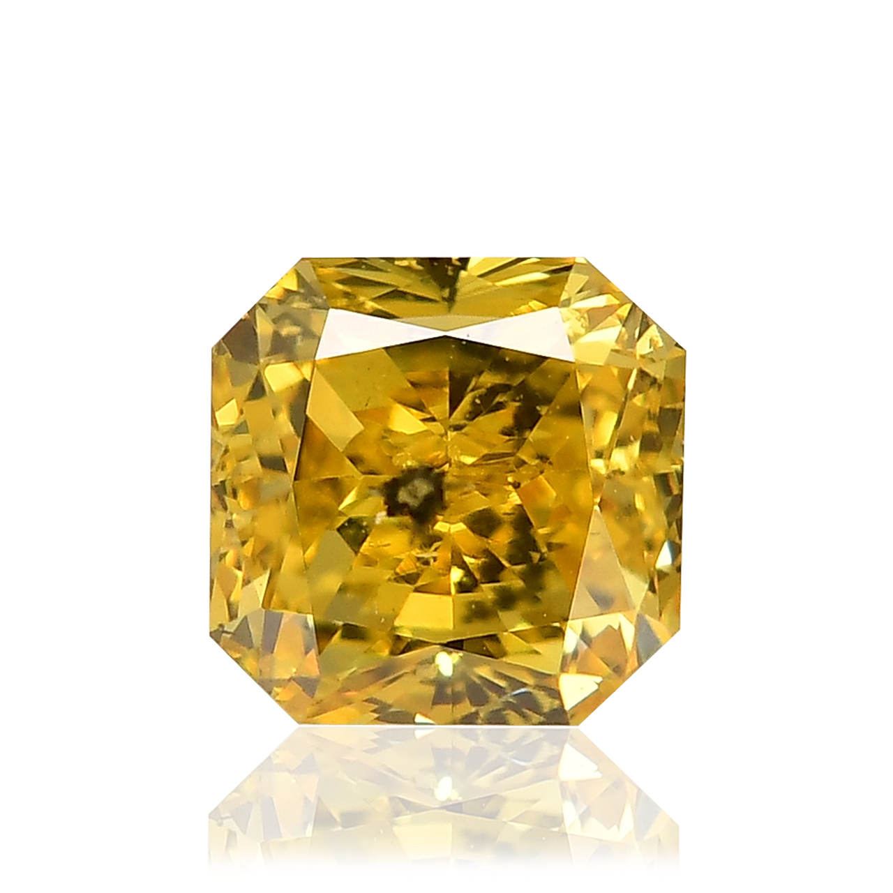 0.71 carat, Fancy Vivid Yellow Diamond, Radiant Shape, (I2) Clarity, GIA,  SKU 417983