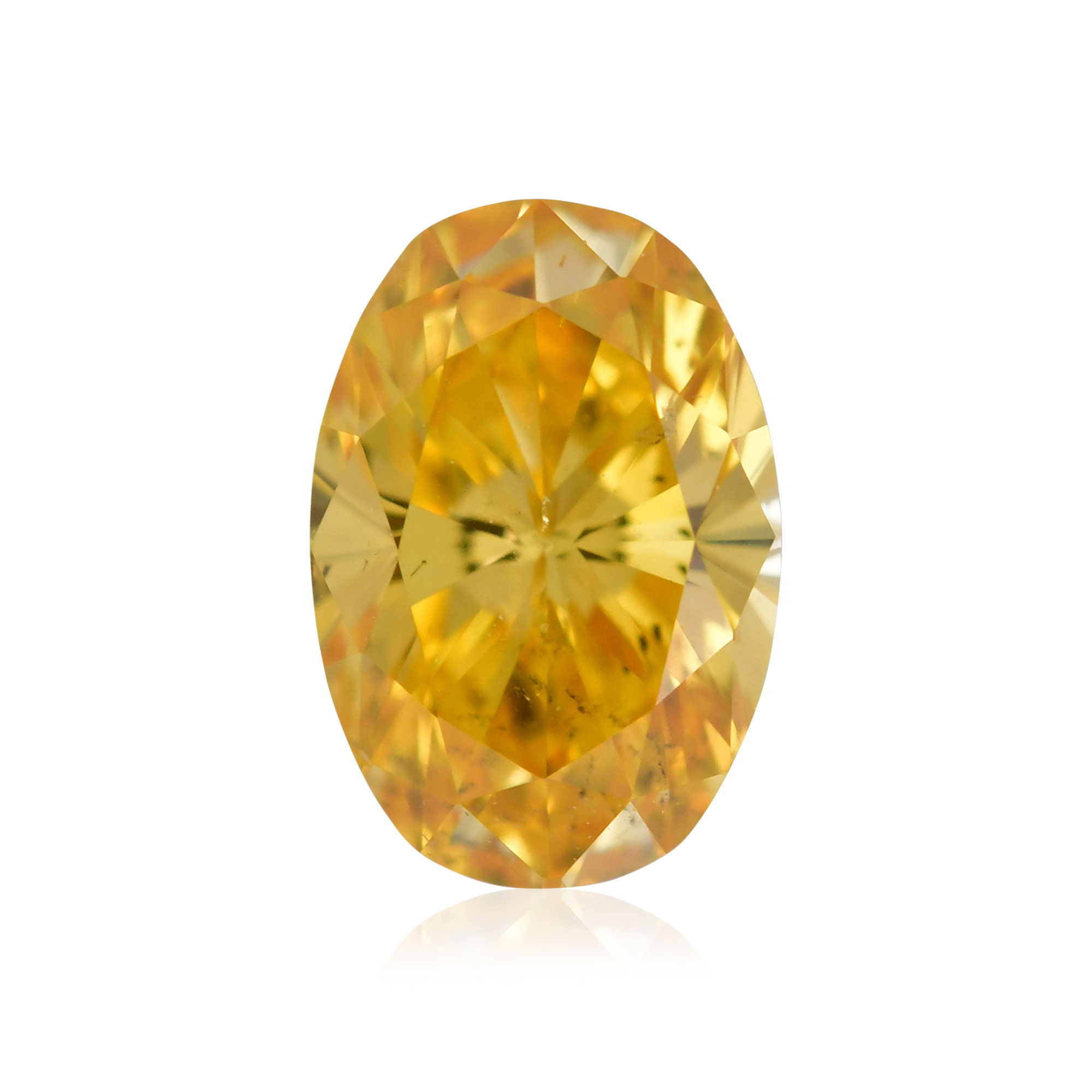 0.44 carat, Fancy Intense Orangy Yellow Diamond, Oval Shape, SI1 Clarity,  GIA, SKU 424805