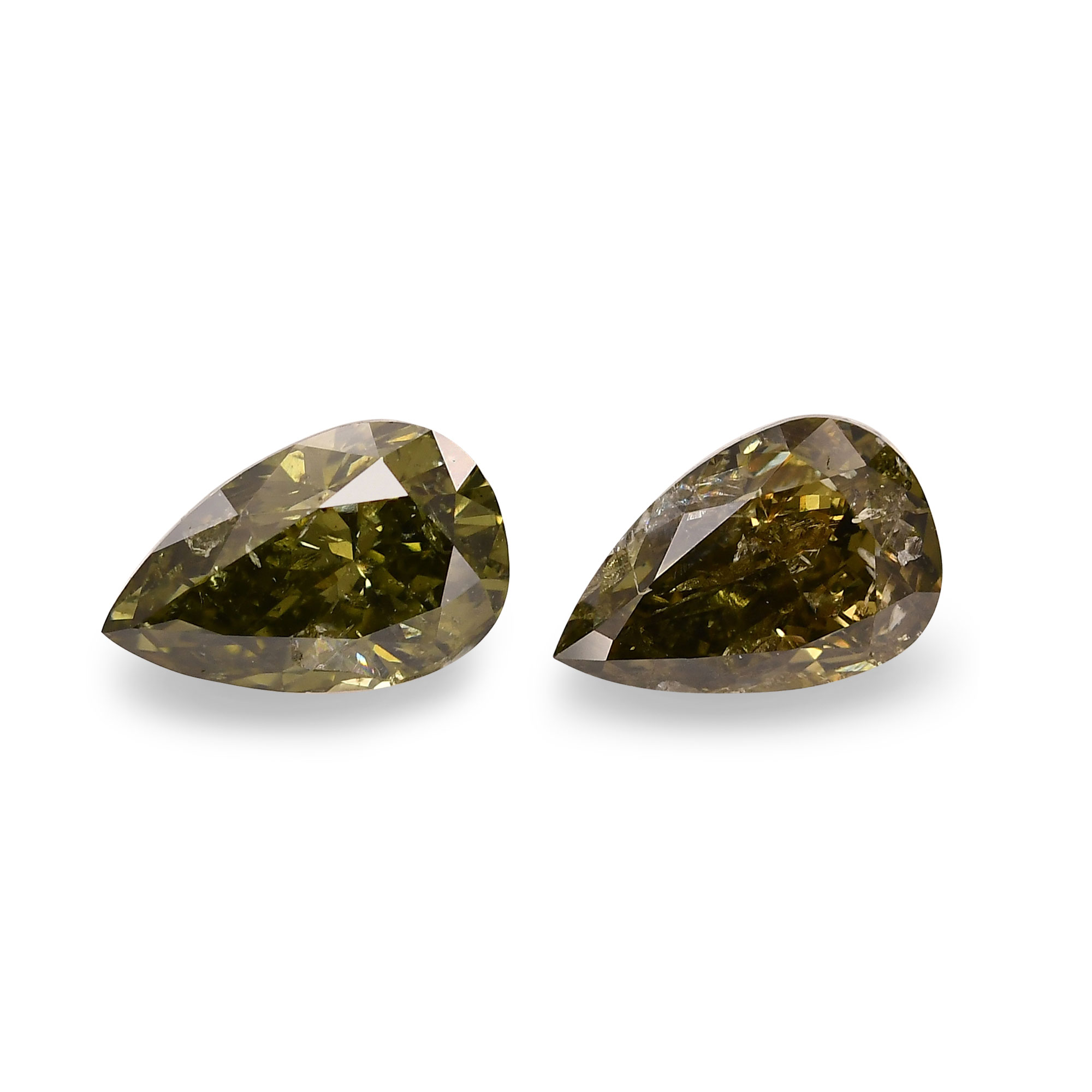 2.05 carat, Fancy Dark Gray Yellowish Green Diamonds, Pear Shape, (I1)  Clarity, GIA, SKU 430148