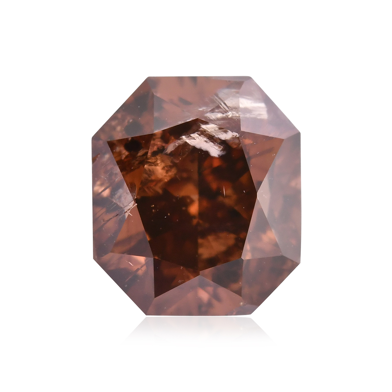 1.41 carat, Fancy Dark Orangy Brown Diamond, Radiant Shape, (I2