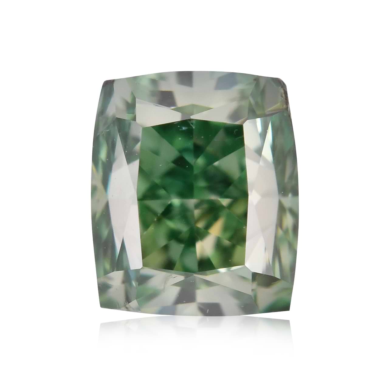 0.71 carat, Fancy Vivid Yellowish Green Diamond, Cushion
