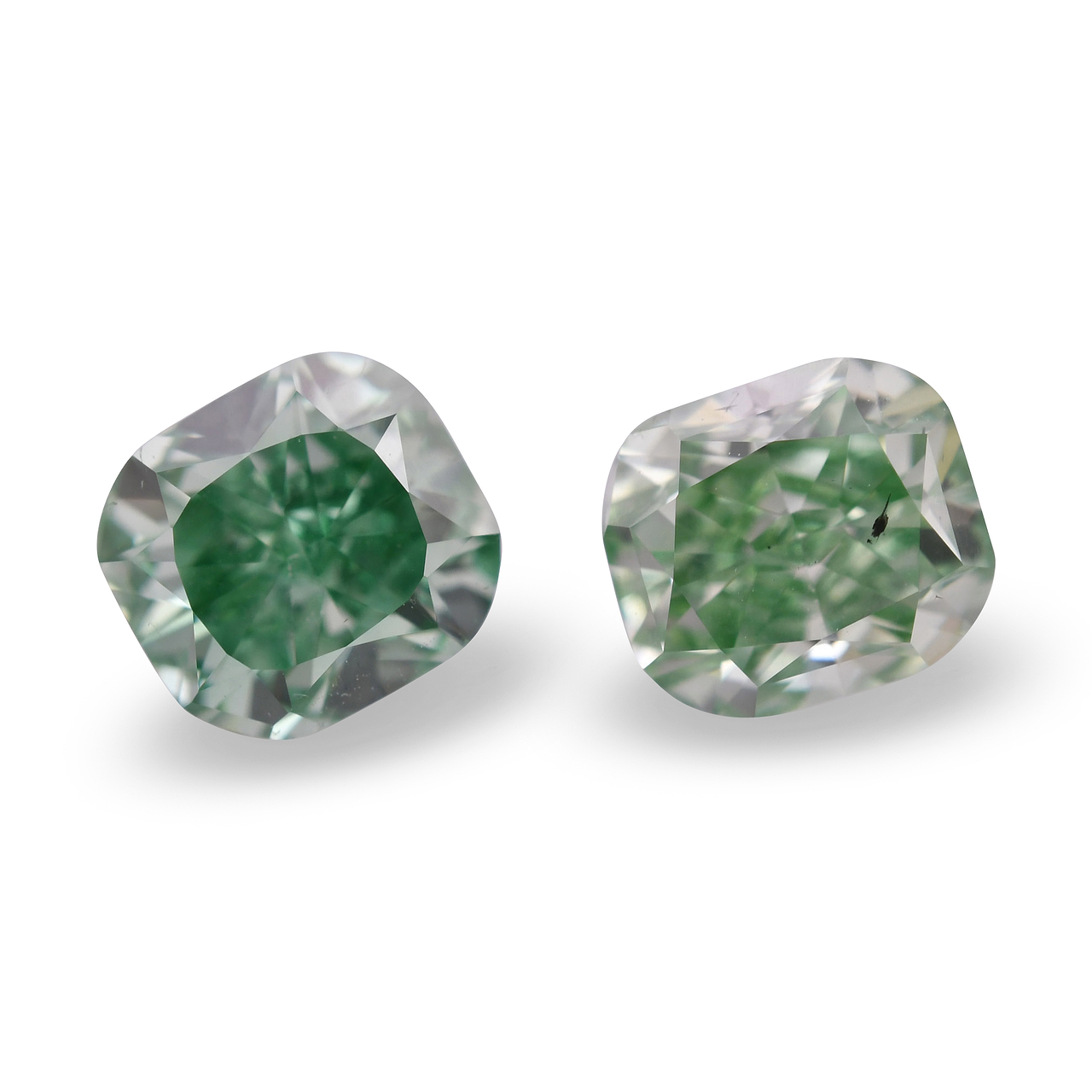 0.55 carat, Fancy Intense Green Blue Diamond, Cushion Shape, SI2