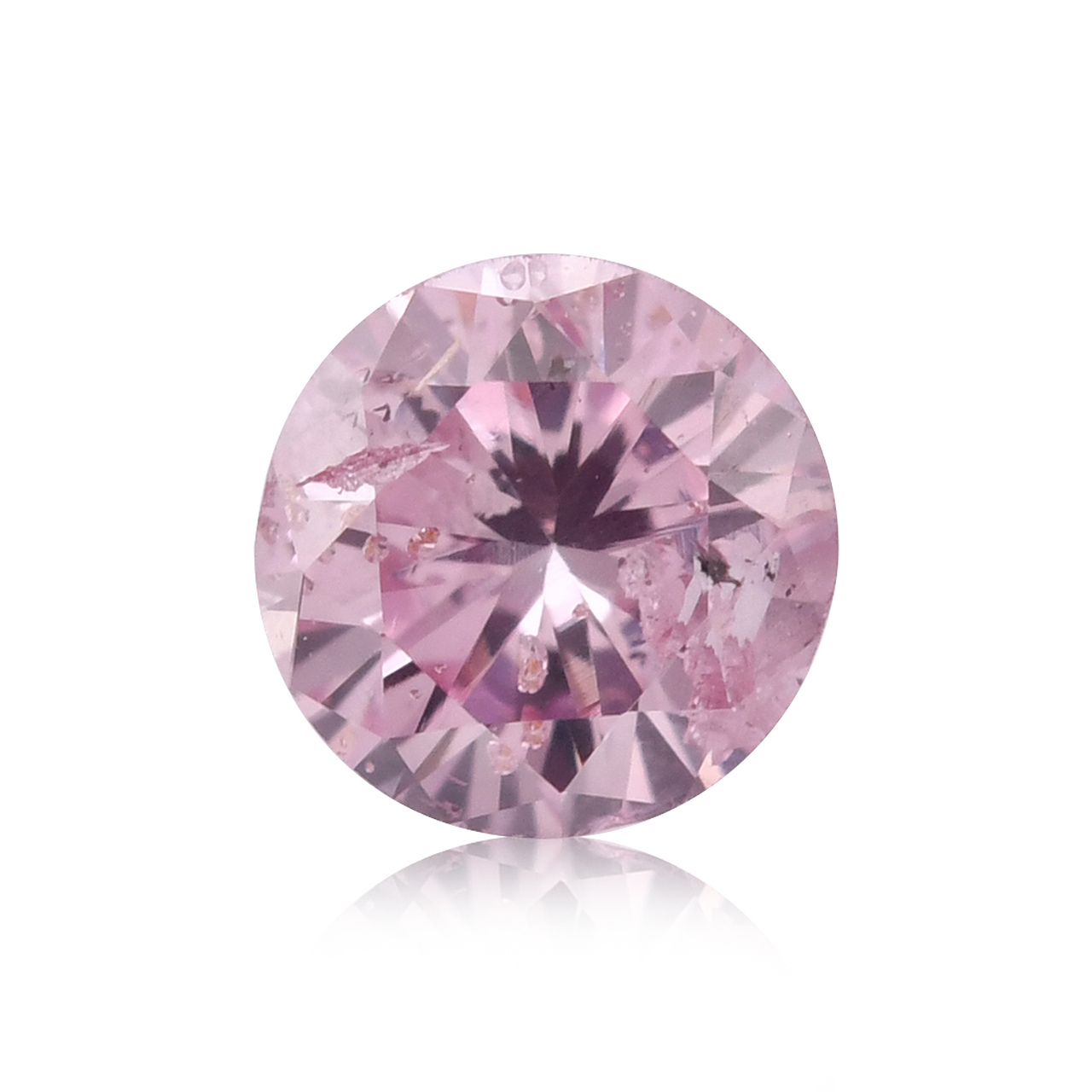 0.17 carat, Fancy Purplish Pink Diamond, Round Shape, (I2) Clarity, GIA,  SKU 457894