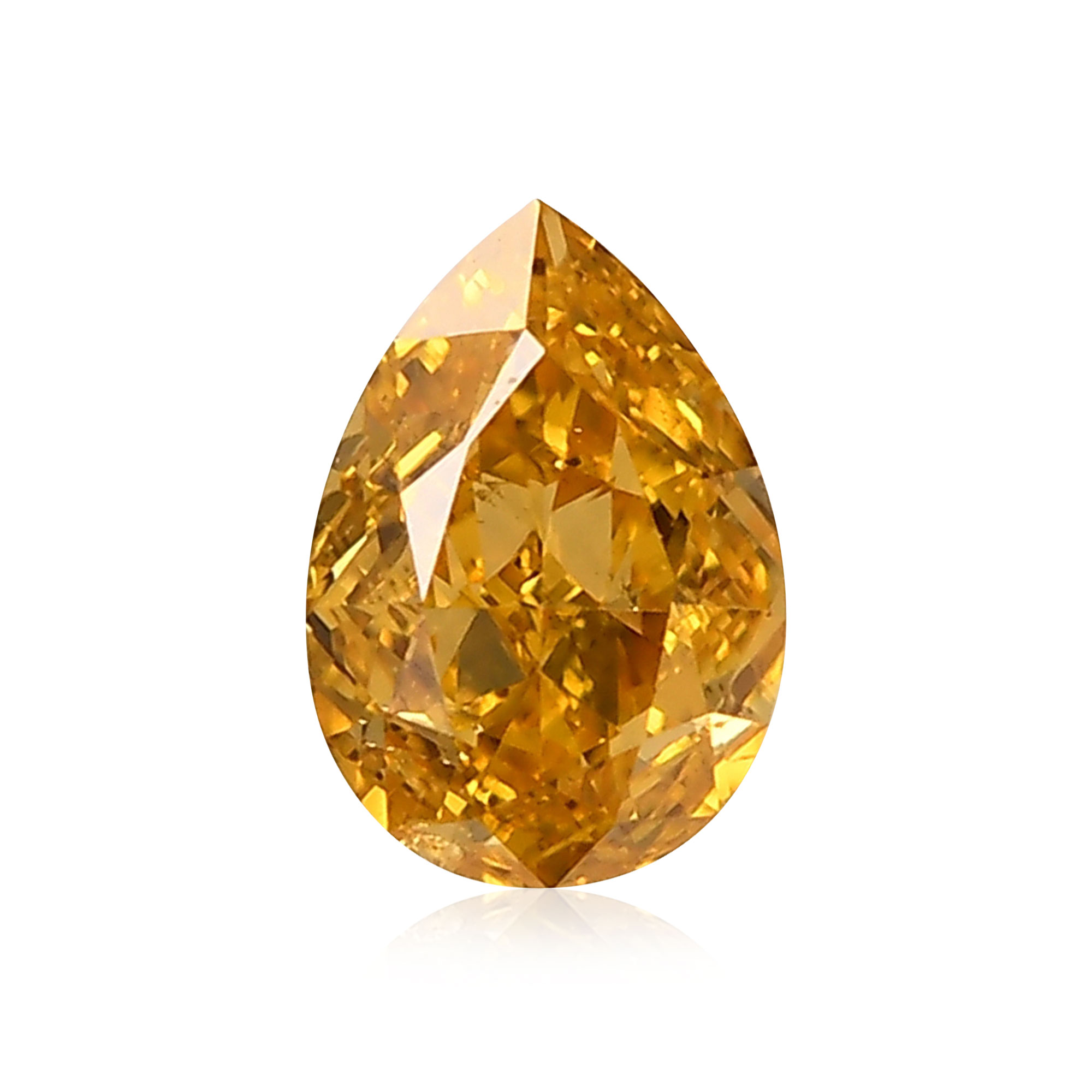 0.24 carat, Fancy Intense Yellow Orange Diamond, Pear Shape, SI2