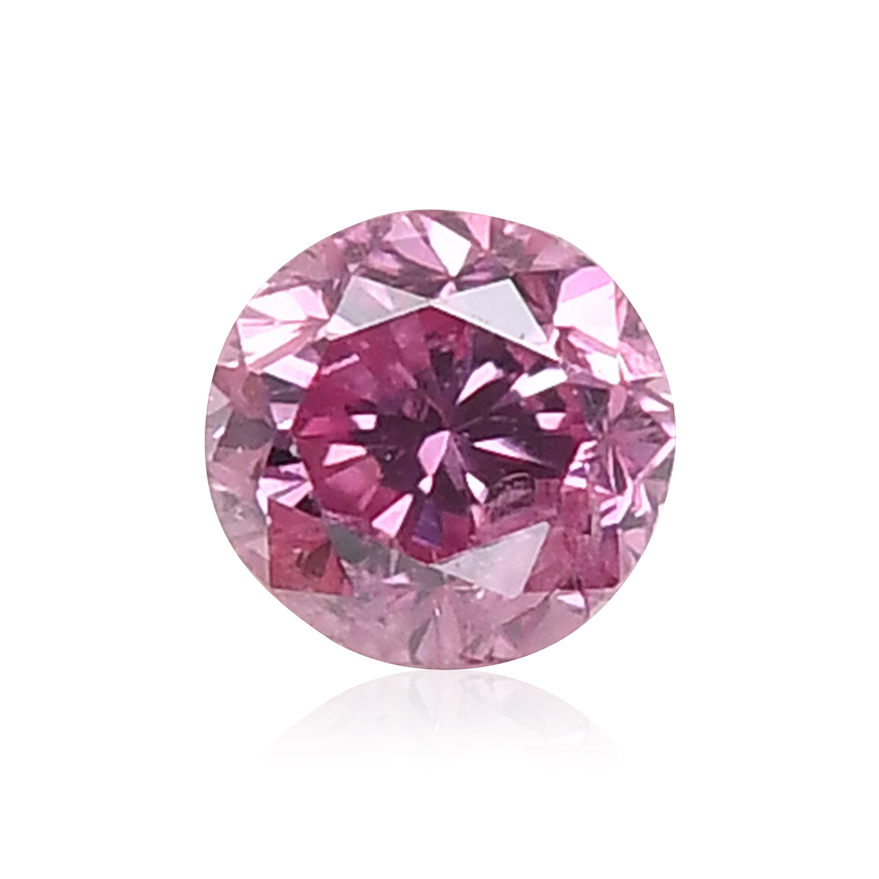 【時間指定不可】 Purplish Intense Fancy carat, 0.08 Pink Shape Round Diamond, ダイヤモンド