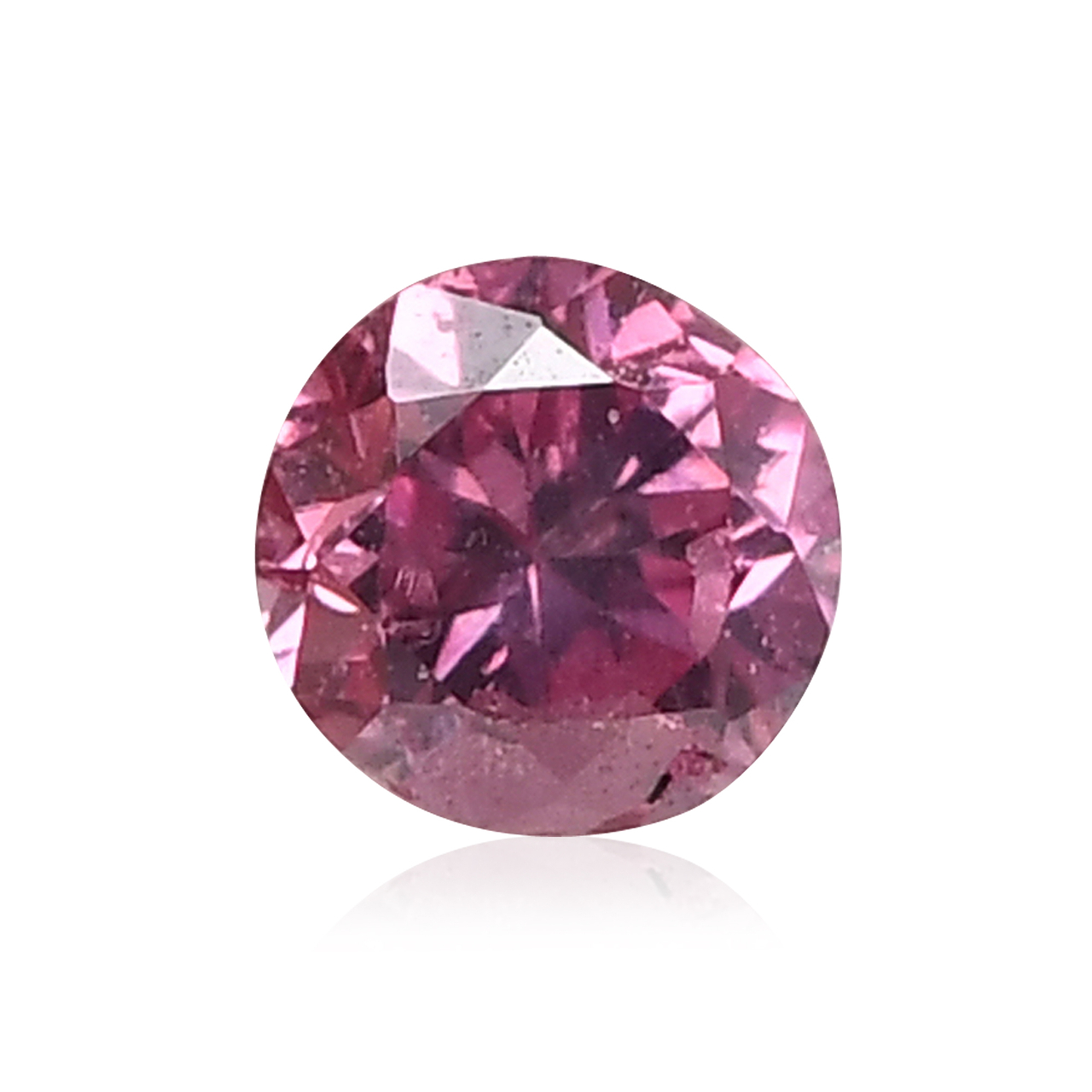 0.09 carat, Fancy Deep Purplish Pink Diamond, Round Shape, GIA 