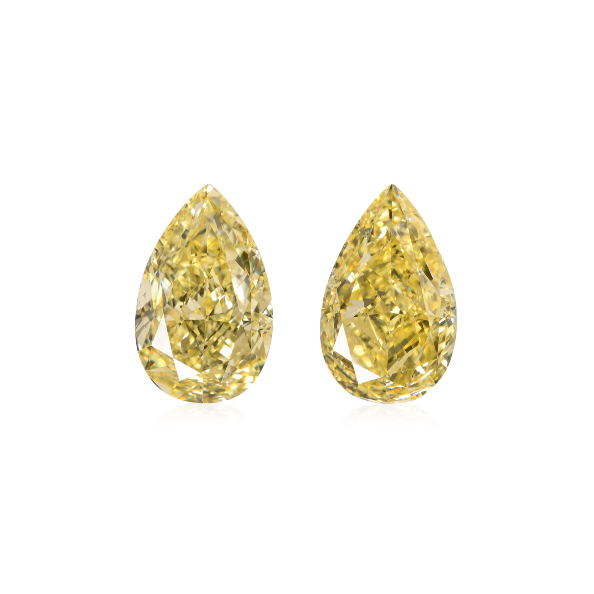 A pear-shaped D-color diamond of 5.06 carats and a pear-shaped