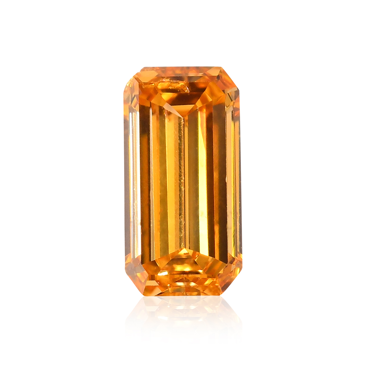 0.24 carat, Fancy Vivid Orange Yellow Diamond, Emerald Shape