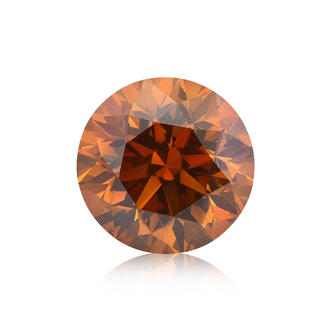 1.00 carat, Fancy Deep Brownish Yellowish Orange Diamond, Round Shape, SI2  Clarity, GIA, SKU 589522