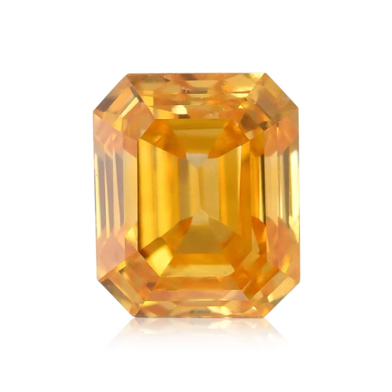 0.13 carat, Fancy Vivid Yellow Orange Diamond, Emerald Shape, (VS1 