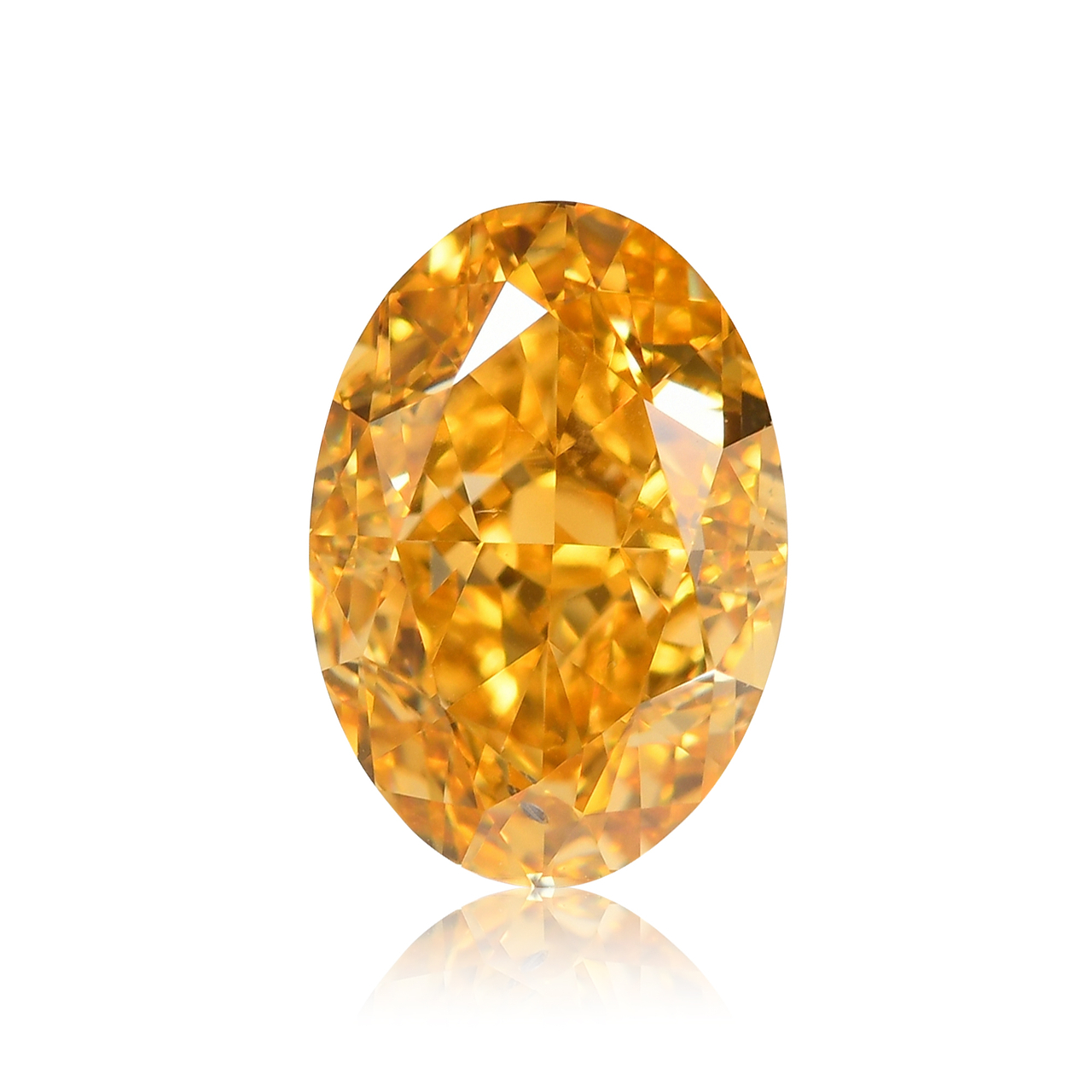 0.90 carat, Fancy Intense Orangy Yellow Diamond, Oval Shape, SI1 Clarity,  GIA, SKU 612223