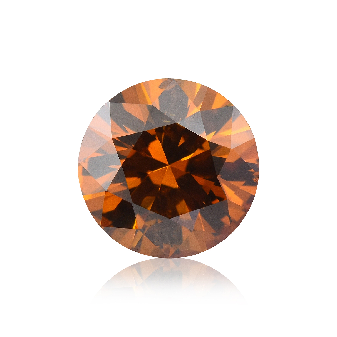 0.67 carat, Fancy Deep Brownish Yellowish Orange Diamond, Round Shape, SI1  Clarity, GIA, SKU 613704