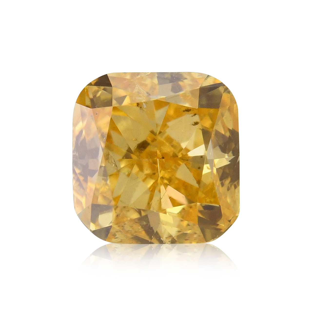 0.46 carat, Fancy Intense Yellow Orange Diamond, Cushion Shape, SI2  Clarity, GIA, SKU 618771