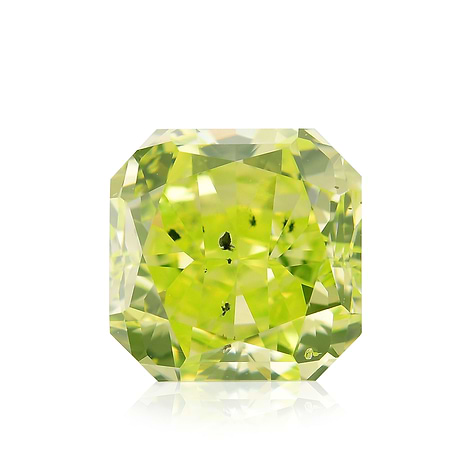 1.10 carat, Fancy Intense Green Yellow Diamond, Radiant Shape, (I1)  Clarity, GIA, SKU 371621