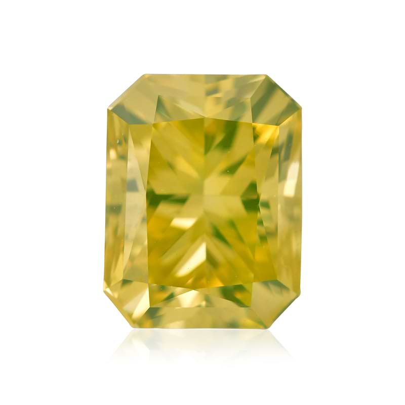 1.02 carat, Fancy Intense Greenish Yellow Diamond, Radiant Shape