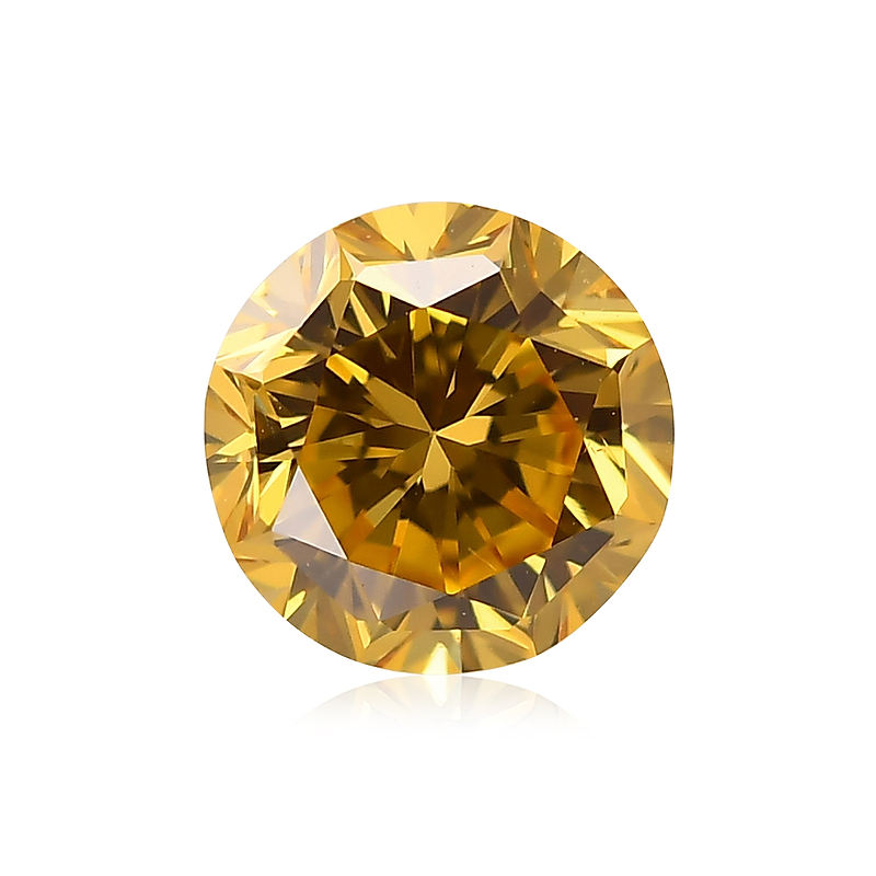0.53 carat, Fancy Intense Orange Yellow Diamond, Round Shape, SI1 