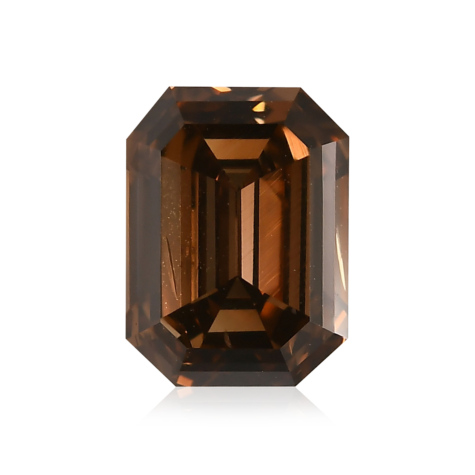 2.20 carat, Fancy Dark Orange Brown Diamond, Emerald Shape, SI2 