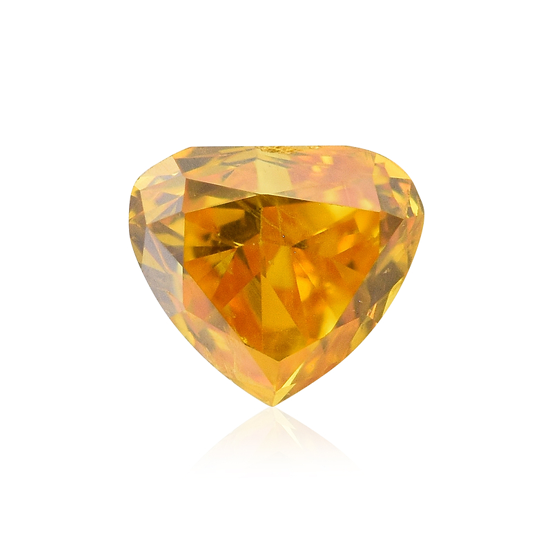 0.16 carat, Fancy Vivid Yellow Orange Diamond, Heart Shape, (I1 