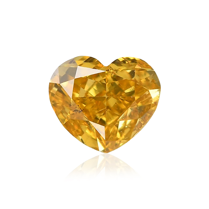 0.34 carat, Fancy Vivid Orangy Yellow Diamond, Heart Shape, SI1 Clarity,  GIA, SKU 570349