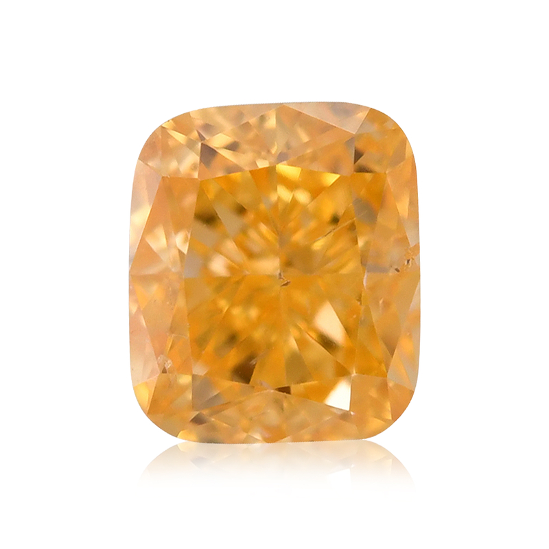 0.20 carat, Fancy Vivid Yellowish Orange Diamond, Cushion Shape, SI2  Clarity, GIA, SKU 600648