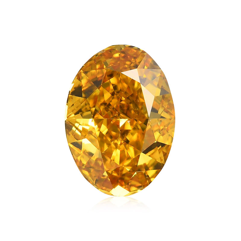 0.70 carat, Fancy Vivid Orangy Yellow Diamond, Oval Shape, VS2 