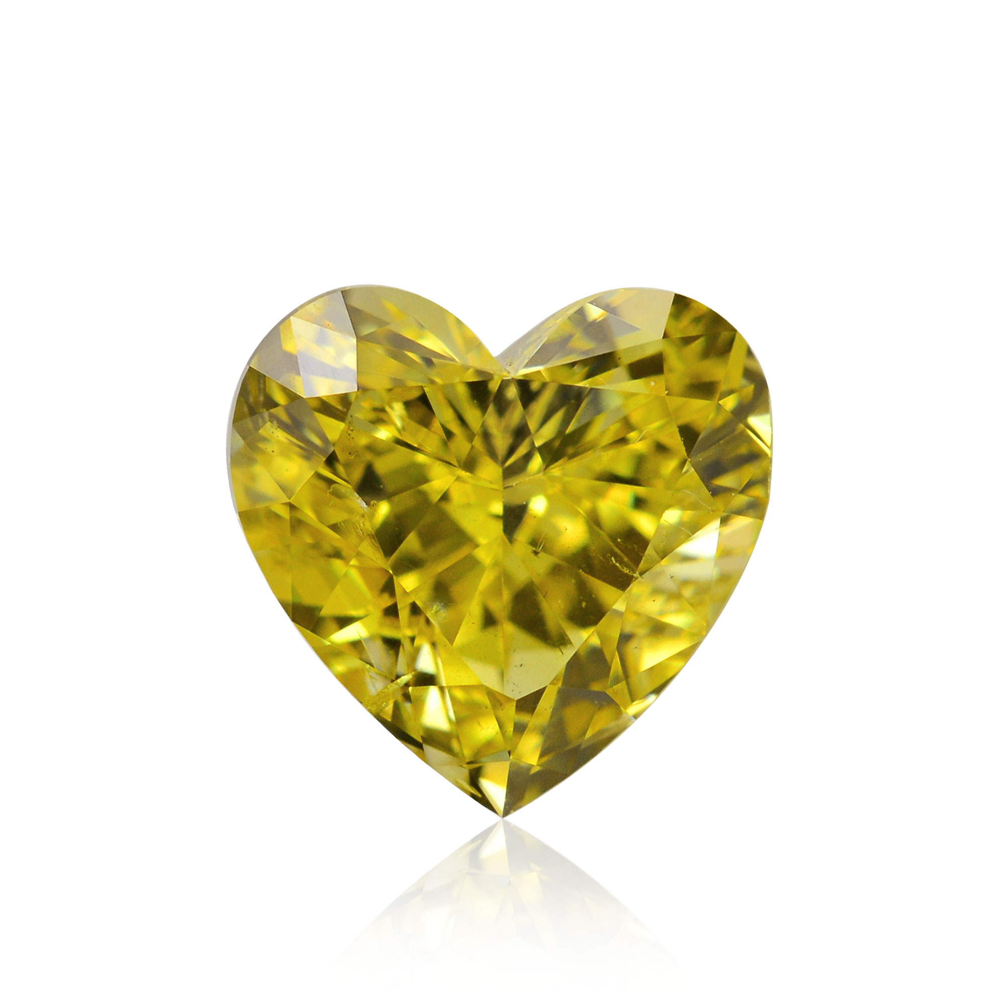 1.36 carat, Fancy Vivid Yellow Diamond, Heart Shape, SI2 Clarity