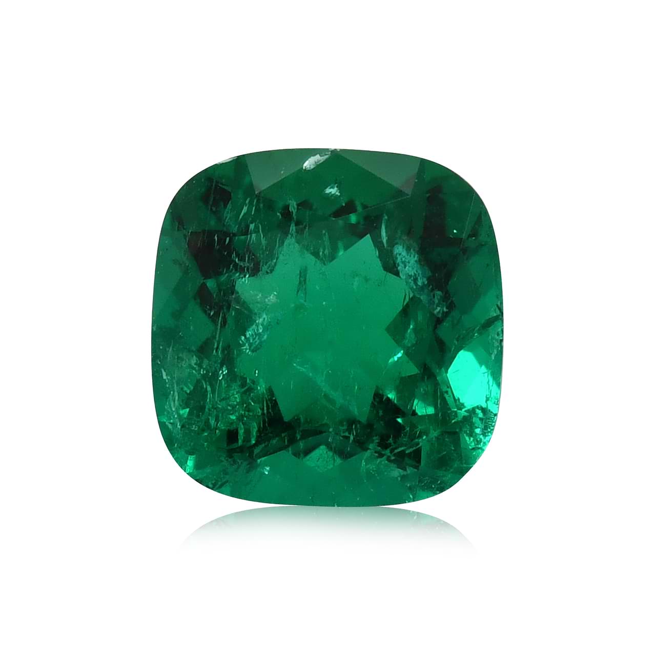 2.41 carat, Green, COLOMBIAN Muzo Emerald, Cushion Shape, Minor, MUZO ...