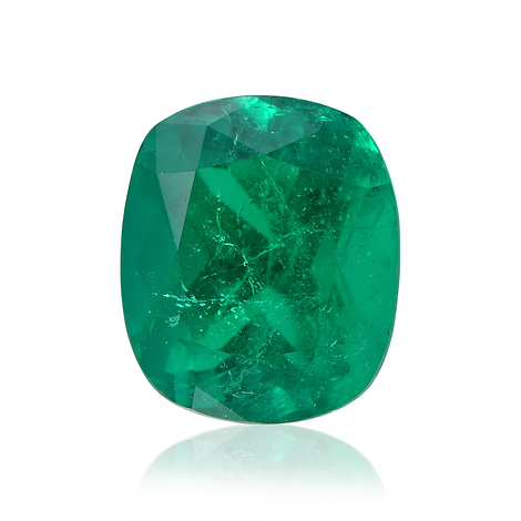 0.91 carat, Green, COLOMBIAN Emerald, Cushion Shape, GIA, SKU 493330