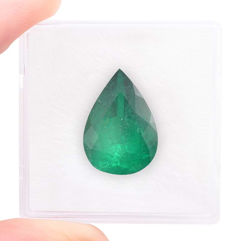 5.96 carat, Green, COLOMBIAN Emerald, Pear Shape, Minor, CD, SKU 486599