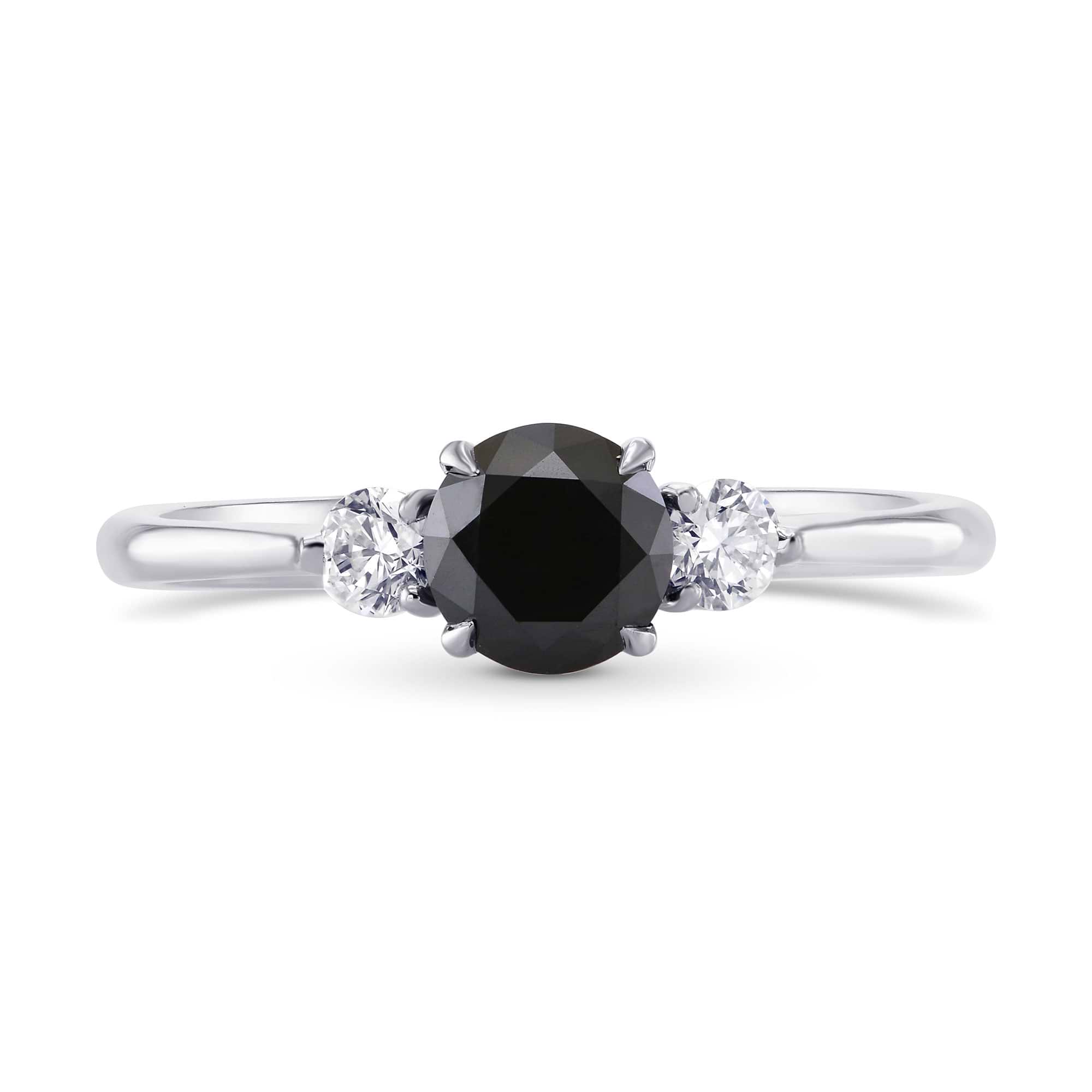 Black & White Diamond Round Brillant 3 Stones Ring, SKU 278203 (1.56Ct TW)