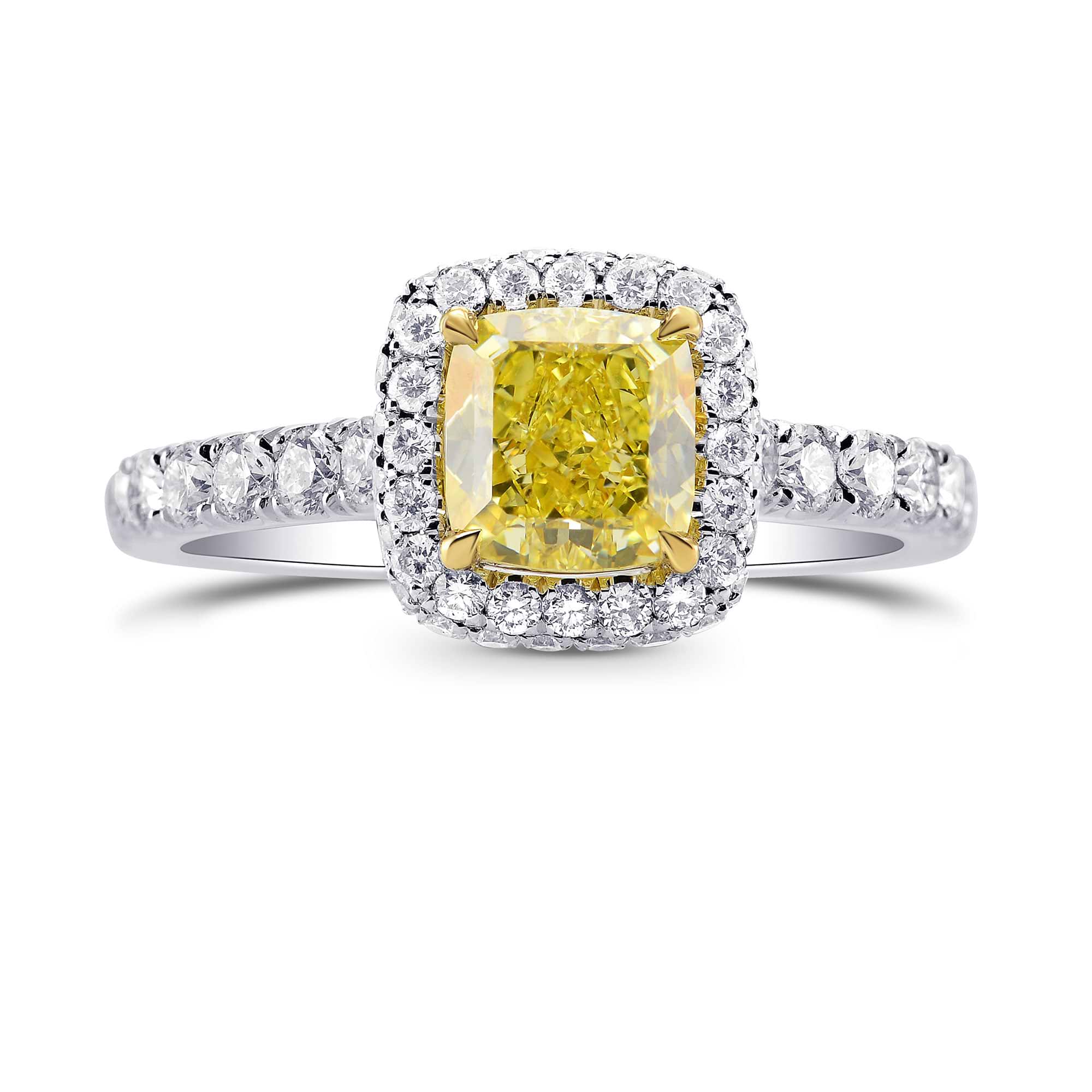 Fancy Yellow Cushion Diamond Ring, SKU 280688 (1.73Ct TW)