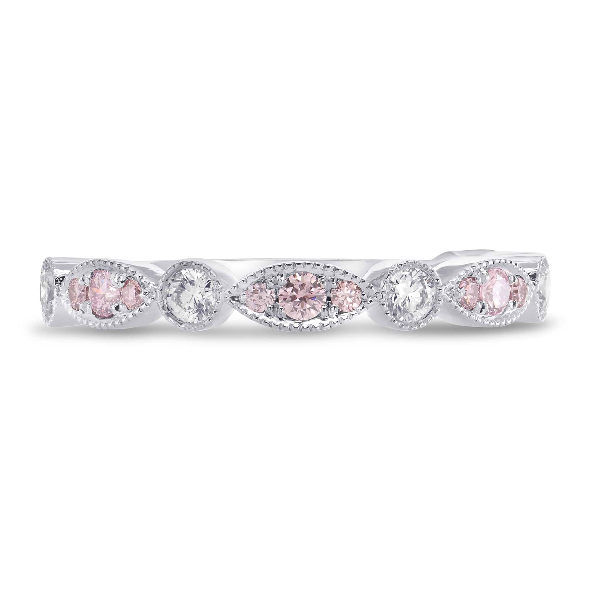 Platinum Pink & White Diamond Designer Band Ring (0.44Ct TW)