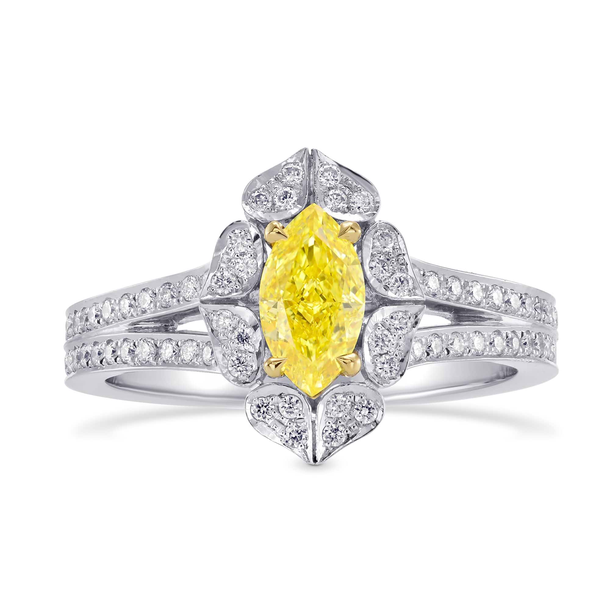 Fancy Intense Yellow Diamond Dress Ring (0.86Ct TW)