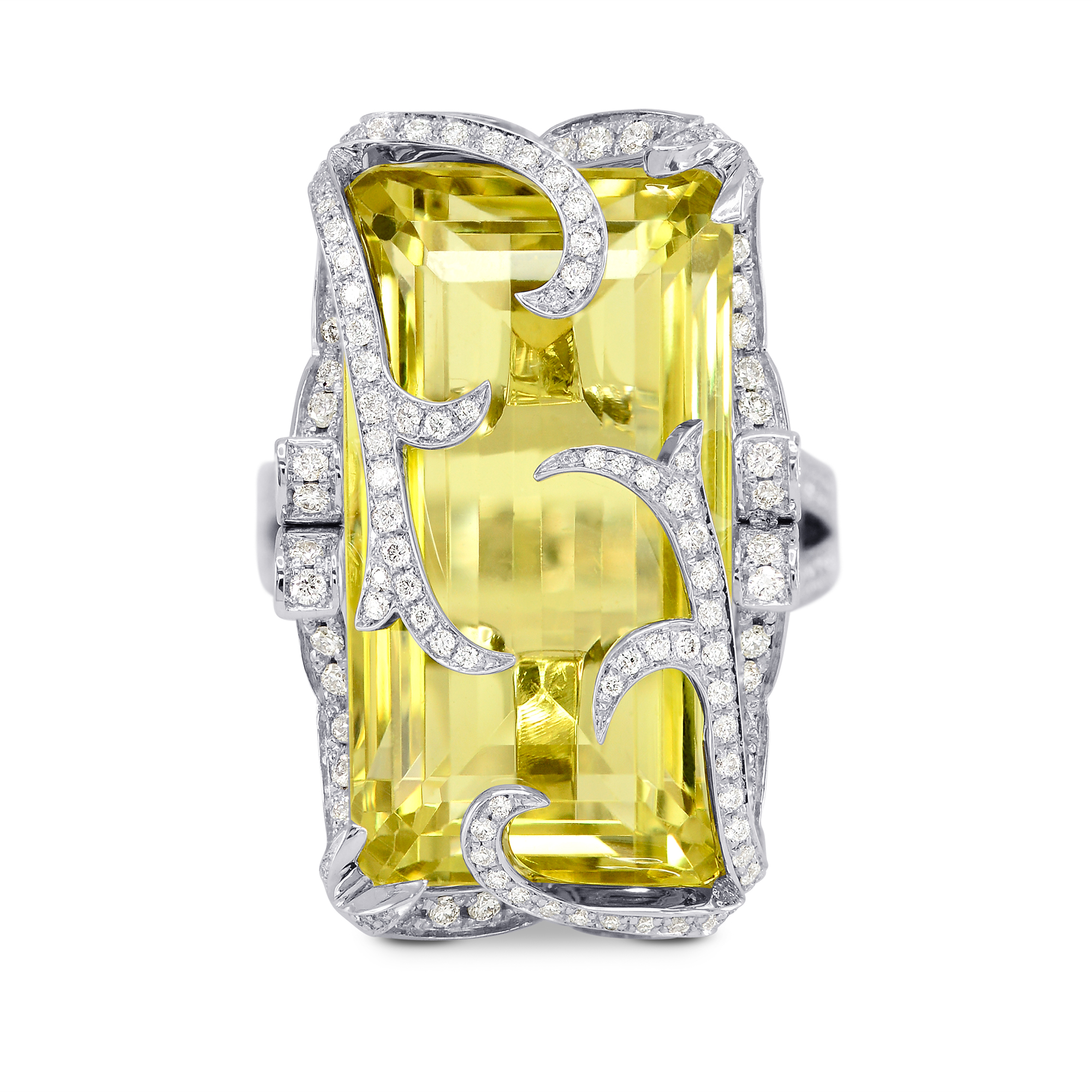 Quarz Lem Smaragd Edelstein Ring 18 Karat Weißgold Größe 6 25 Karat, ARTIKELNUMMER 155673 (26,42 Karat TW)