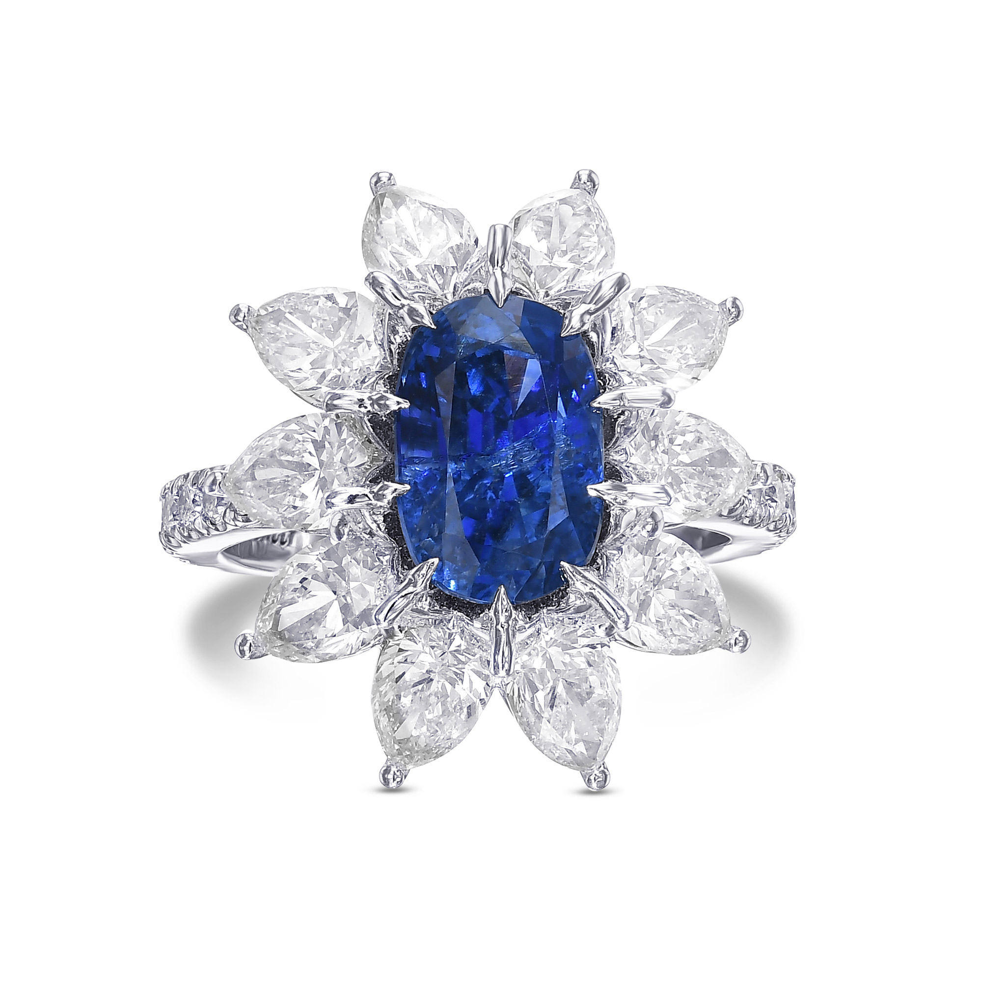 Extraordinary Unheated Kashmir Sapphire and Diamond Halo Ring, SKU 30616M (8.68Ct TW)