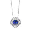 Round Blue Sapphire and  Baguette Diamond Halo Pendant, ARTIKELNUMMER 575291 (1,72 Karat TW)