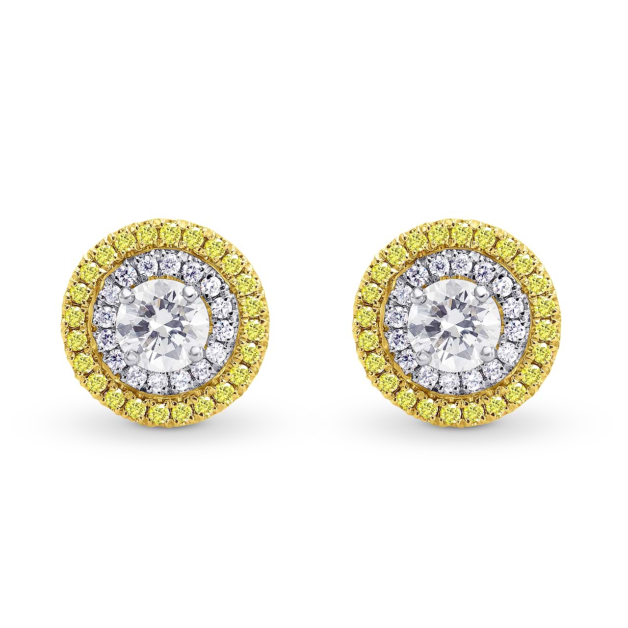 Pair of Fancy Intense Yellow Diamond and Diamond Earrings, Important  Jewels, Jewelry