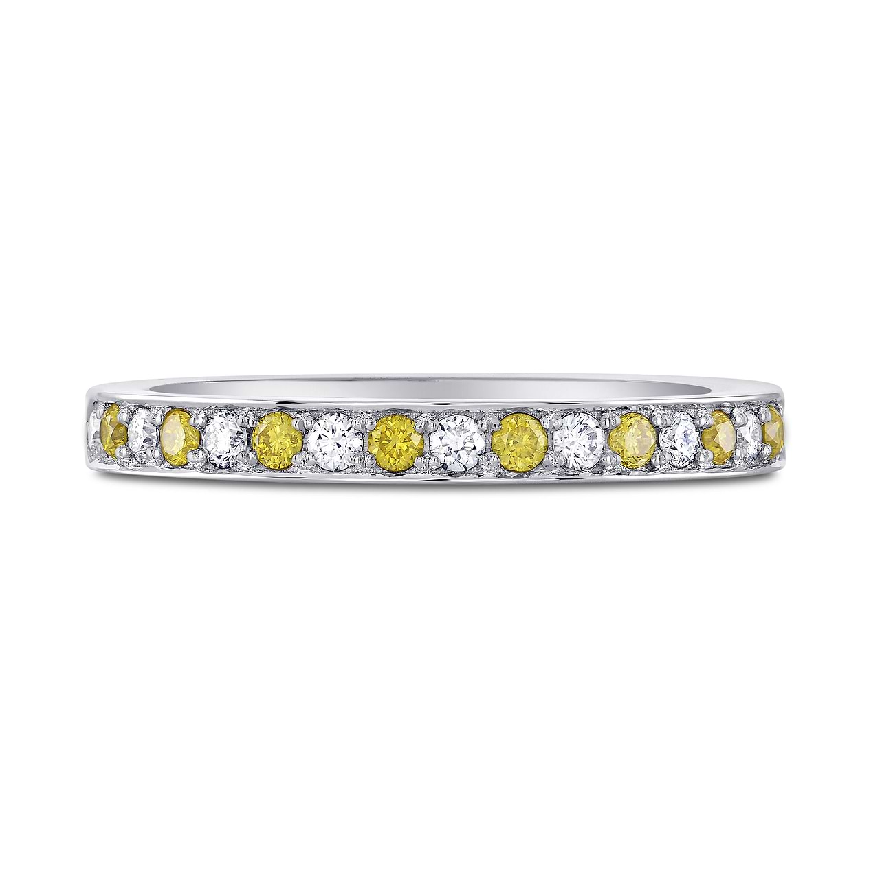 Fancy Vivid Yellow and White Diamond Band Ring, SKU 241058